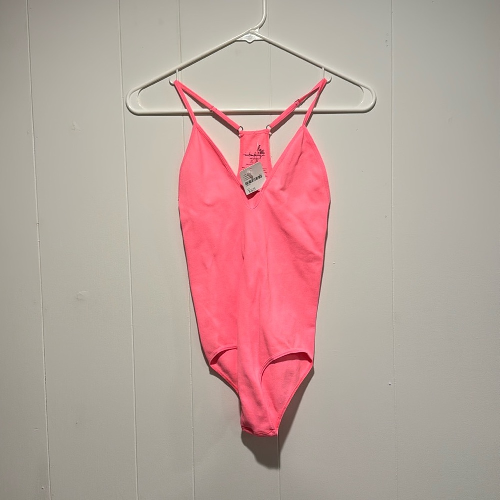 Free People Intimately Hot Pink Ribbed Bodysuit Size XS / Small